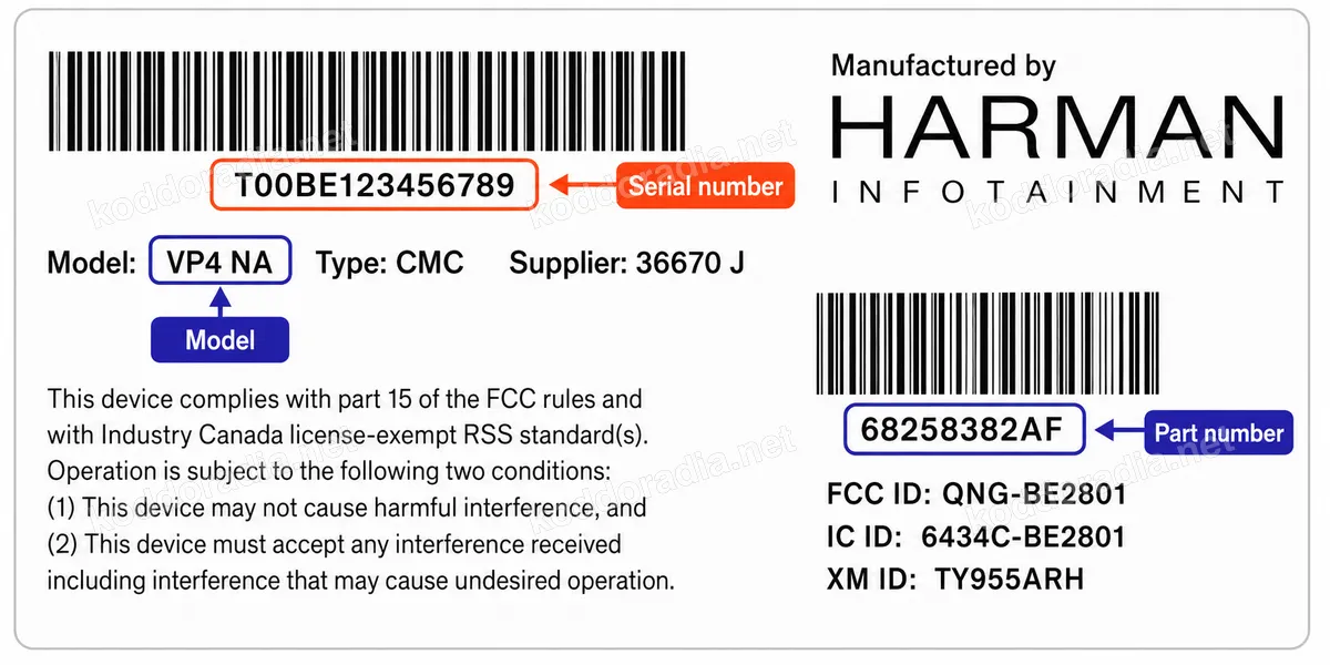 Gdzie znajdę numer seryjny radia Chrysler Uconnect 5.0 RA2 / VP2H SD?