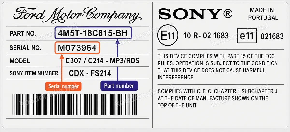 Gdzie znajdę numer seryjny radia Ford CD132-CD6 CDX-FC132 (M)?