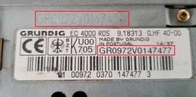 Grundig radio serial example 1