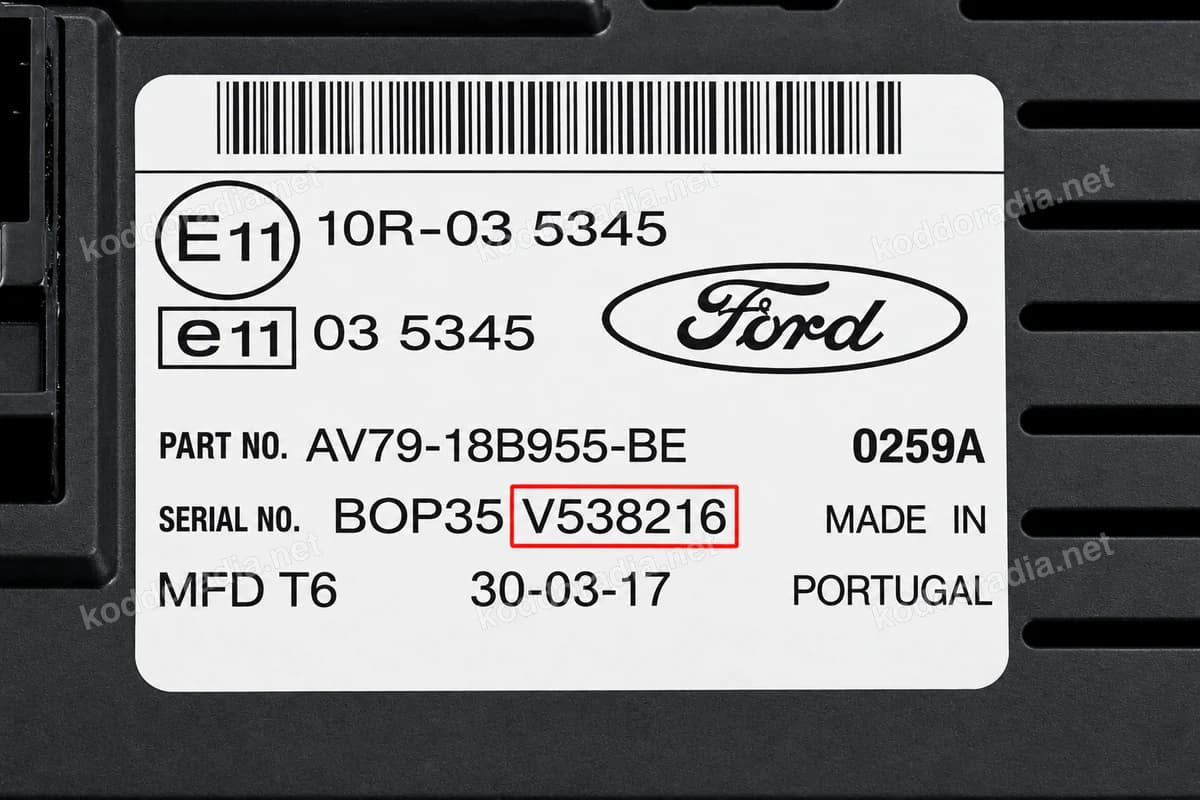Etykieta lub grawer radia Ford / Visteon