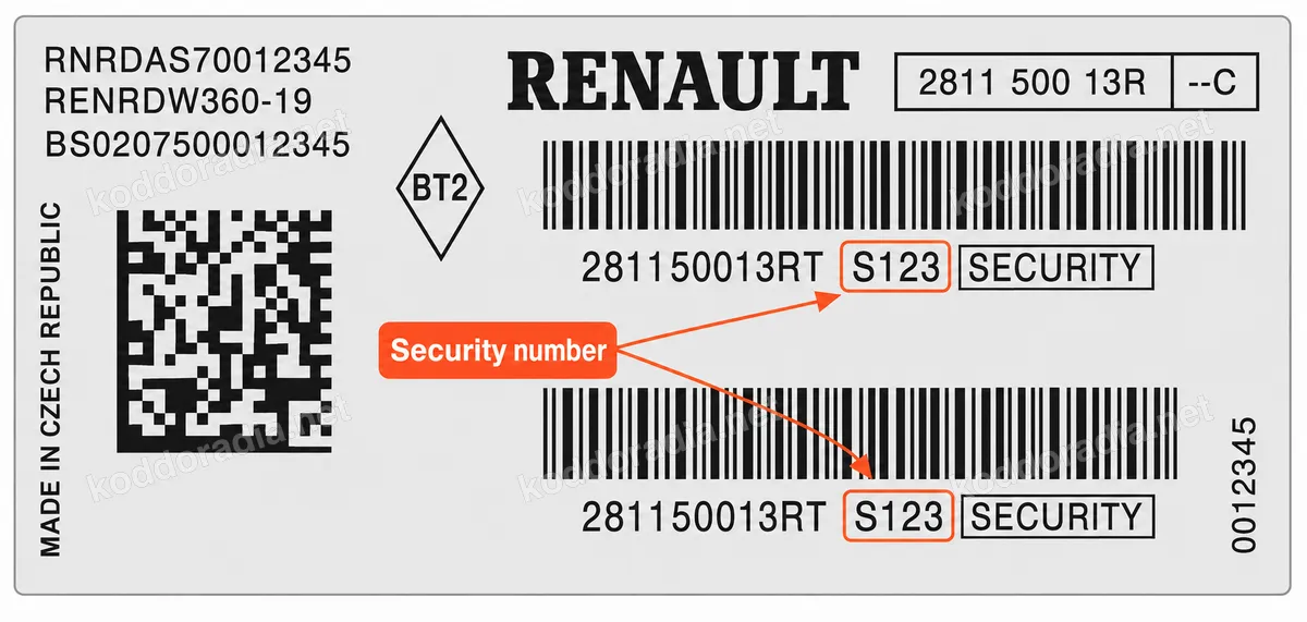 Gdzie znajdę numer seryjny radia Renault RENRAT120-52?