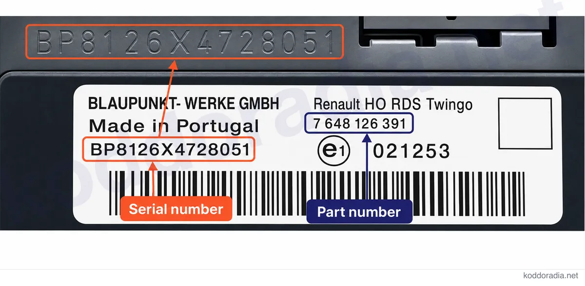 Gdzie znajdę numer seryjny radia Renault G5 (B) RDS?