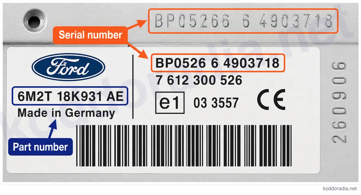 Gdzie znajdę numer seryjny radia Ford TRAVELPILOT 170?