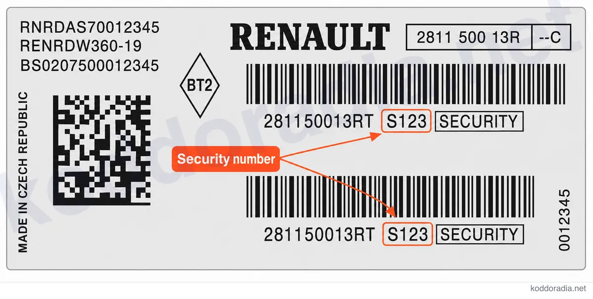 Gdzie znajdę numer seryjny radia Renault RENRDW202-11 UPDATE LIST?