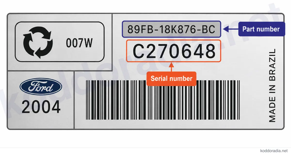 Gdzie znajdę numer seryjny radia Ford 2005 SOUND 2000?